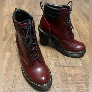 Dr. Martens Persephone Smooth Leather Heeled boots in Oxblood Red